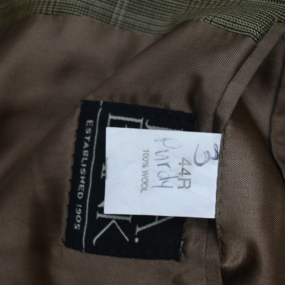 Jos A Bank 44R 36x30 Brown Glenn Check 100% Wool Mens Jacket Pants Suit